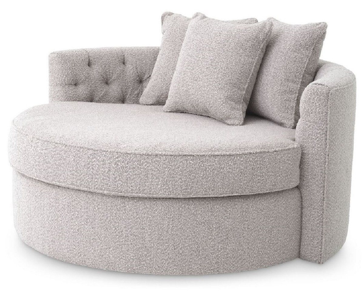 Casa Padrino Loungesofa Luxus Rundsofa Grau 157 x 148 x H. 90 cm - Modernes rundes Wohnzimmer Sofa mit 3 Kissen - Wohnzimmer Möbel - Luxus Möbel von Casa Padrino