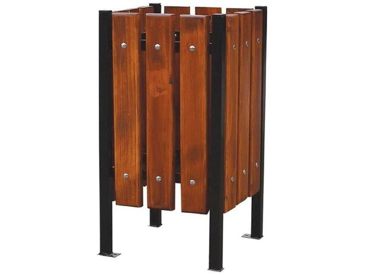 Casa Padrino Luxus Abfallbehälter Dunkelbraun / Schwarz 38 x 38 x H. 70 cm - Massivholz Abfallbehälter mit Stahl Beinen - Garten Mülleimer - Terrassen Mülleimer - Gastronomie Abfallbehälter von Casa Padrino