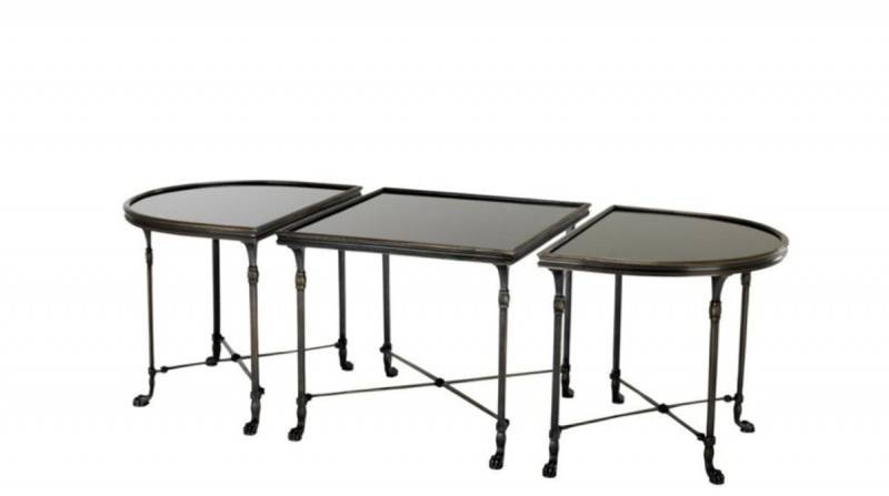 Casa Padrino Luxus Art Deco Designer Beistelltisch 3er Set Anthrazit mit schwarzem Glas - Hotel Tisch Möbel Casa Padrino Luxus Art Deco Designer Beistelltisch 3er Set Anthrazit mit schwarzem Glas - Hotel Tisch Möbel von Casa Padrino