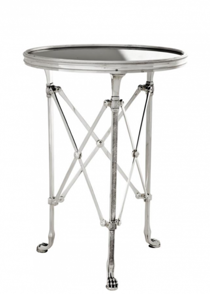 Casa Padrino Luxus Art Deco Designer Beistelltisch Antik Silber mit schwarzem Glas 42 x H. 55 cm - Luxus QualitÃ¤t von Casa Padrino