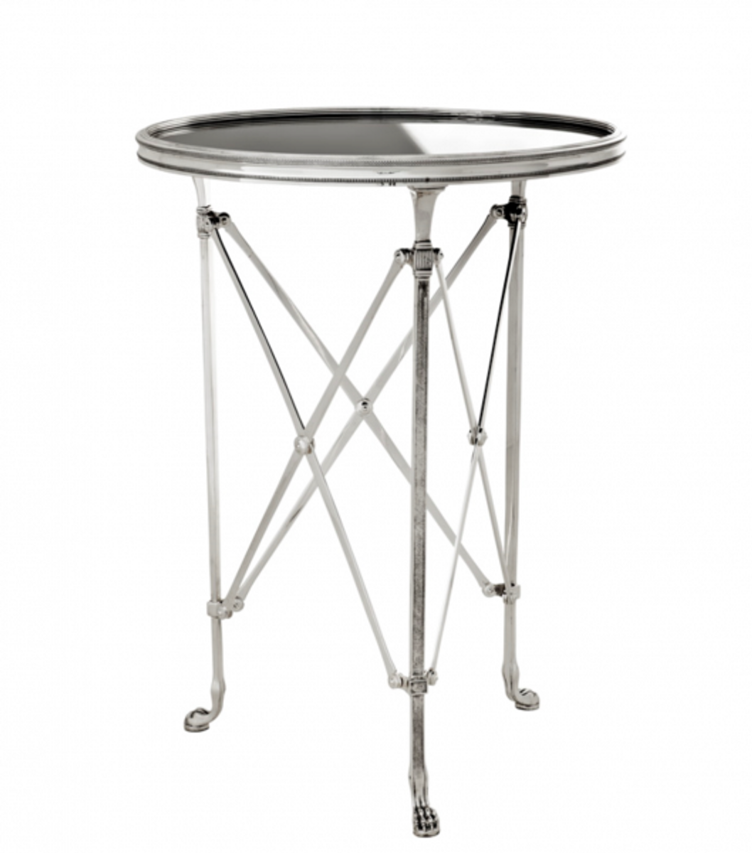 Casa Padrino Luxus Art Deco Designer Beistelltisch Antik Silber mit schwarzem Glas 52 x H. 70 cm - Luxus Hotel Tisch von Casa Padrino