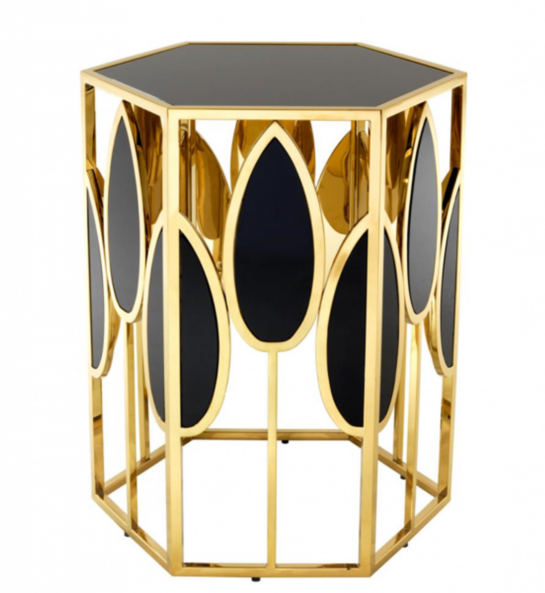 Casa Padrino Luxus Art Deco Designer Beistelltisch Gold mit schwarzem Glas - Luxus Beistelltisch von Casa Padrino