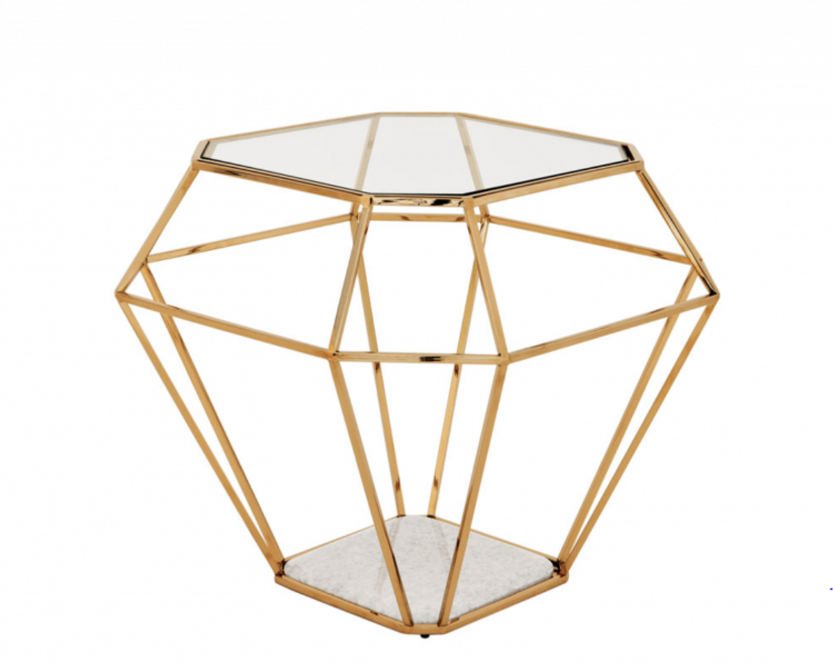 Casa Padrino Luxus Art Deco Designer Beistelltisch Gold mit weiÃer Marmorplatte - Luxus Beistelltisch Hotel MÃ¶bel von Casa Padrino