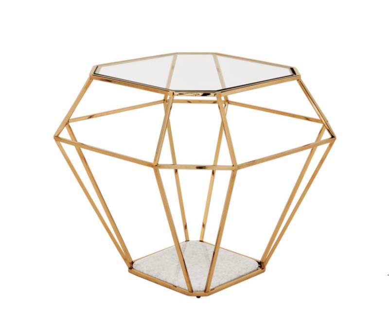 Casa Padrino Luxus Art Deco Designer Beistelltisch Gold mit weiÃer Marmorplatte - Luxus Beistelltisch Hotel MÃ¶bel von Casa Padrino