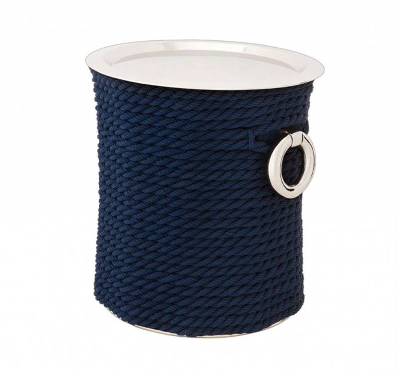Casa Padrino Luxus Art Deco Designer Beistelltisch Nickel mit blauem Seil - Luxus Beistelltisch Casa Padrino Luxus Art Deco Designer Beistelltisch Nickel mit blauem Seil - Luxus Beistelltisch von Casa Padrino