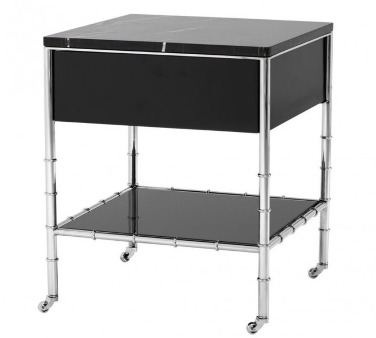 Casa Padrino Luxus Art Deco Designer Beistelltisch mit Marmorplatte und Rauchglas - Luxus Kollektion von Casa Padrino