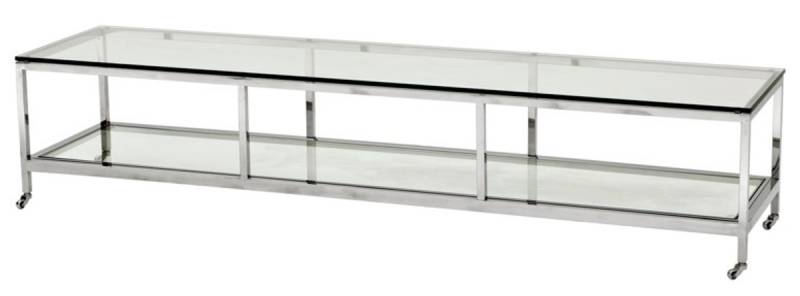 Casa Padrino Luxus Art Deco Designer Couchtisch Edelstahl poliert mit Glas 190 x 45 cm - Luxus Kollektion - Beistelltisch von Casa Padrino