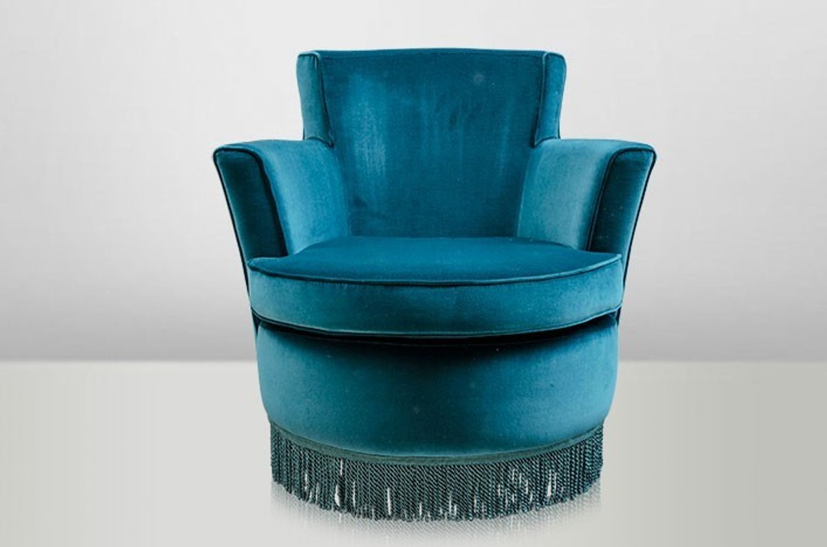 Casa Padrino Luxus Art Deco Lounge Sessel Blau - Luxury Collection - Jugendstil - Belle Epoche von Casa Padrino