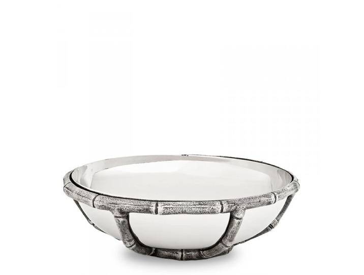 Casa Padrino Luxus Art Deco Schüssel Edelstahl vernickelt Antik Silber 27 x H. 8,5 cm - Luxus Hotel Collection von Casa Padrino