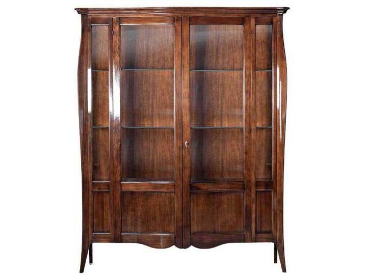 Casa Padrino Luxus Art Deco Vitrine Braun 170 x 50 x H. 215 cm - Massivholz Vitrinenschrank mit 2 Glastüren - Luxus Art Deco Wohnzimmer Möbel von Casa Padrino