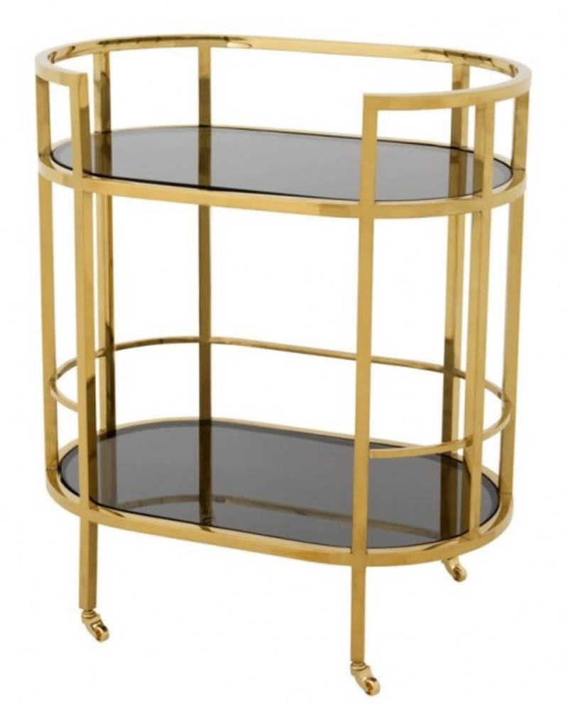 Casa Padrino Luxus Bar Trolley Servierwagen Edelstahl Gold / schwarzes  Glas - Luxus Hotel & Restaurant Einrichtung MÃ¶bel von Casa Padrino