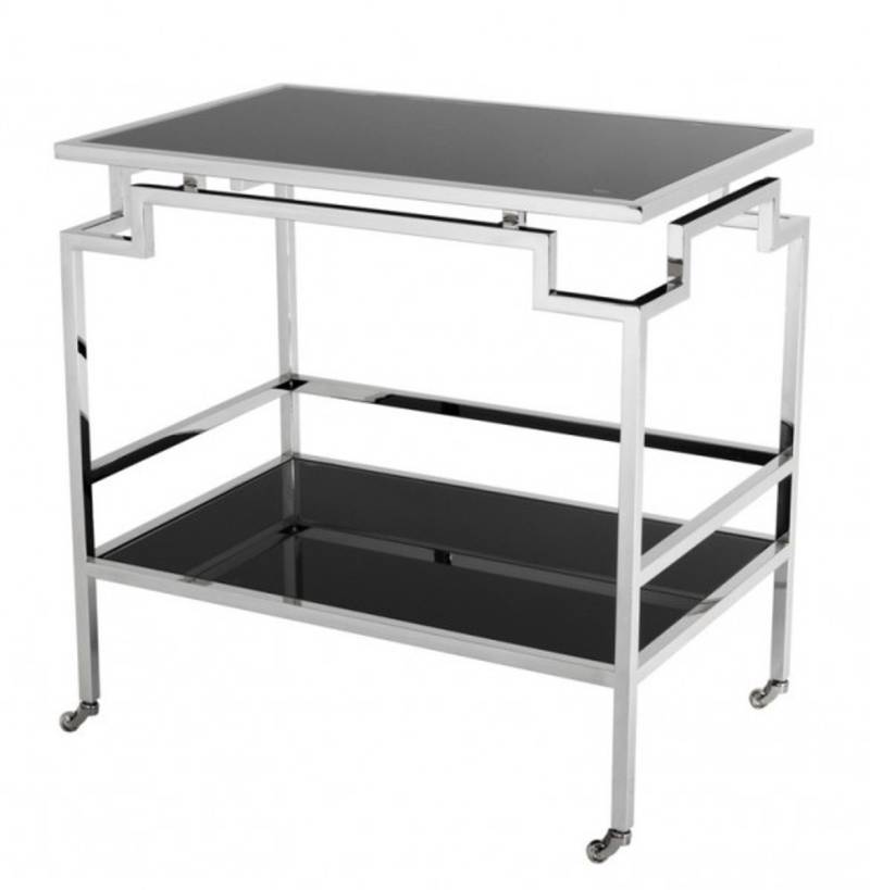 Casa Padrino Luxus Bar Trolley Servierwagen Edelstahl vernickelt / schwarzes Glas - Luxus Hotel & Restaurant Einrichtung MÃ¶bel Serviertisch von Casa Padrino