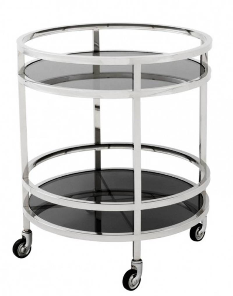 Casa Padrino Luxus Bar Trolley Servierwagen Rund Edelstahl vernickelt / schwarzes Glas - Luxus Hotel & Restaurant Einrichtung Möbel Serviertisch Casa Padrino Luxus Bar Trolley Servierwagen Rund Edelstahl vernickelt / schwarzes Glas - Luxus Hotel & Restaurant Einrichtung Möbel Serviertisch von Casa Padrino