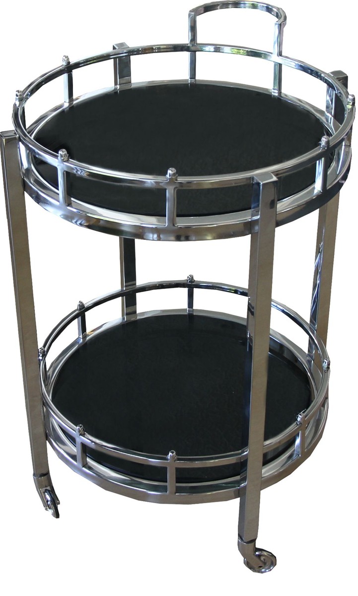 Casa Padrino Luxus Bar Trolley Servierwagen Rund Edelstahl vernickelt / schwarzes Glas Mod 2 - Luxus Hotel & Restaurant Einrichtung Möbel Serviertisch Casa Padrino Luxus Bar Trolley Servierwagen Rund Edelstahl vernickelt / schwarzes Glas Mod 2 - Luxus Hotel & Restaurant Einrichtung Möbel Serviertisch von Casa Padrino