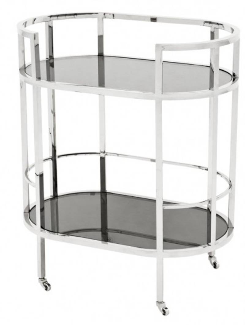 Casa Padrino Luxus Bar Trolley Servierwagen aus Edelstahl und Glas 70 x 43 x H. 81 cm - Luxus Hotel & Restaurant Einrichtung MÃ¶bel von Casa Padrino