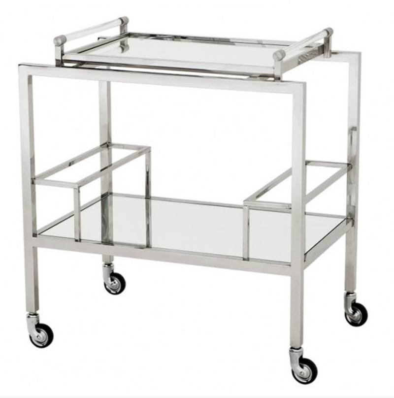 Casa Padrino Luxus Bar Trolley Servierwagen aus Edelstahl und Glas 72 x 47 x H. 72 cm - Luxus Hotel & Restaurant Einrichtung MÃ¶bel von Casa Padrino