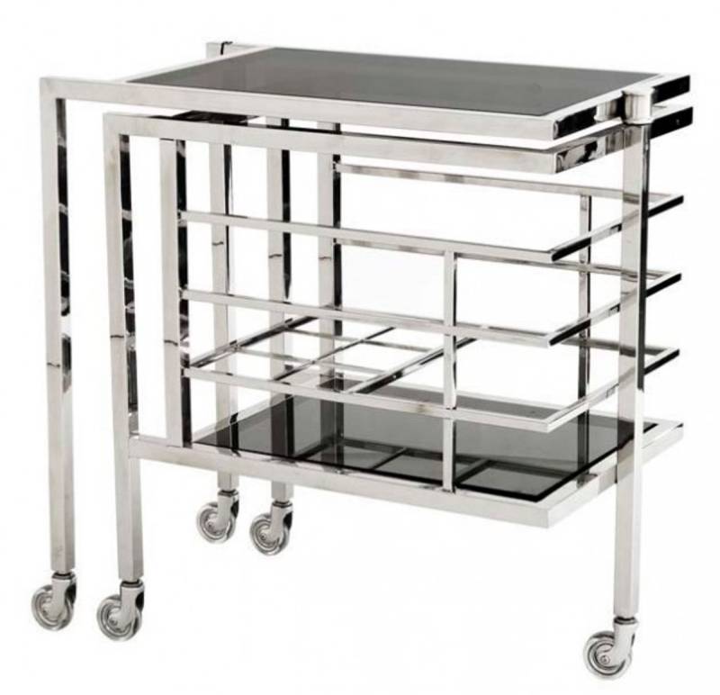Casa Padrino Luxus Bar Trolley Servierwagen aus Edelstahl und Glas 77 x 42 x H. 77 cm - Luxus Hotel & Restaurant Einrichtung MÃ¶bel von Casa Padrino