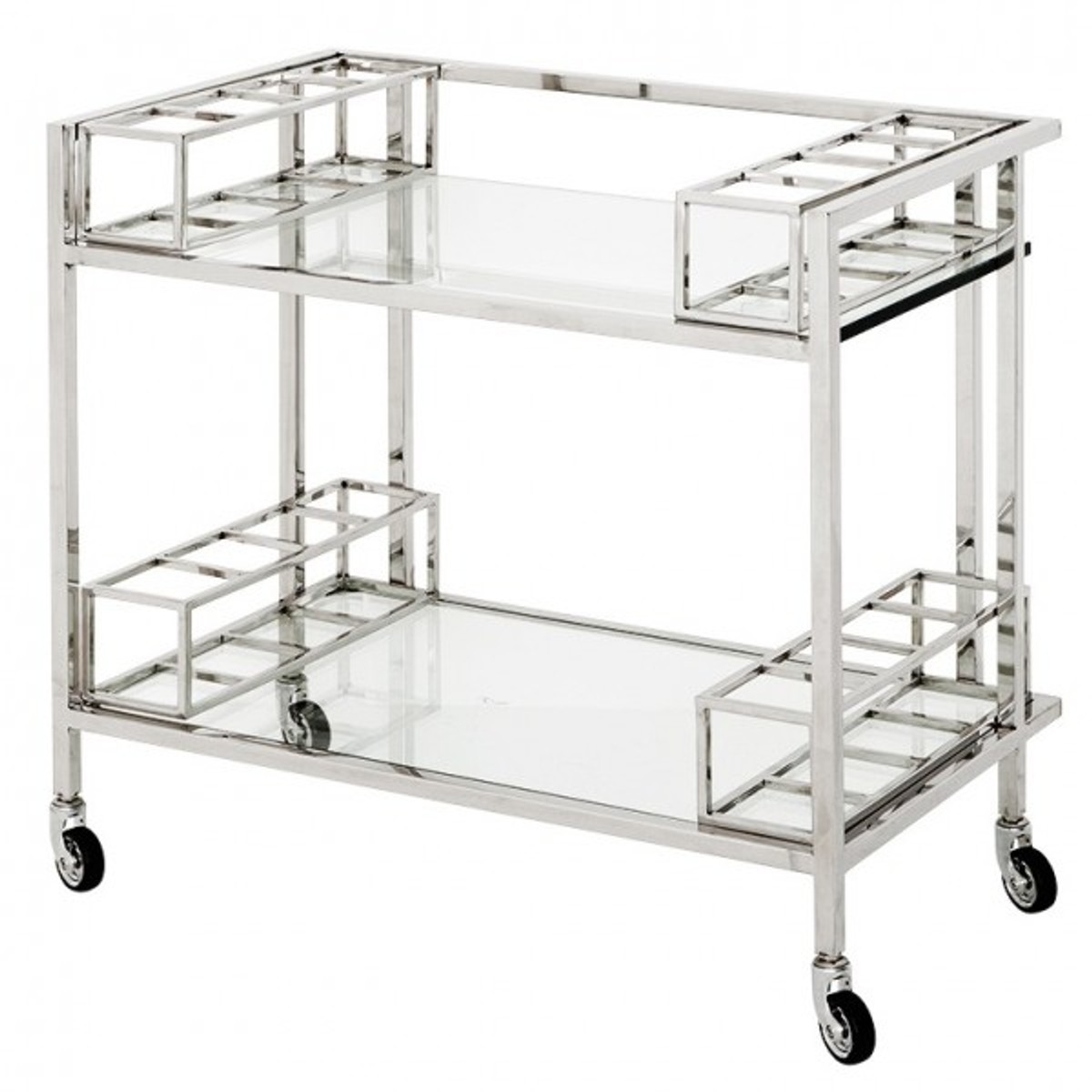 Casa Padrino Luxus Bar Trolley Servierwagen aus Edelstahl und Glas 80 x 48 x H. 77 cm - Luxus Hotel & Restaurant Einrichtung Möbel Casa Padrino Luxus Bar Trolley Servierwagen aus Edelstahl und Glas 80 x 48 x H. 77 cm - Luxus Hotel & Restaurant Einrichtung Möbel von Casa Padrino