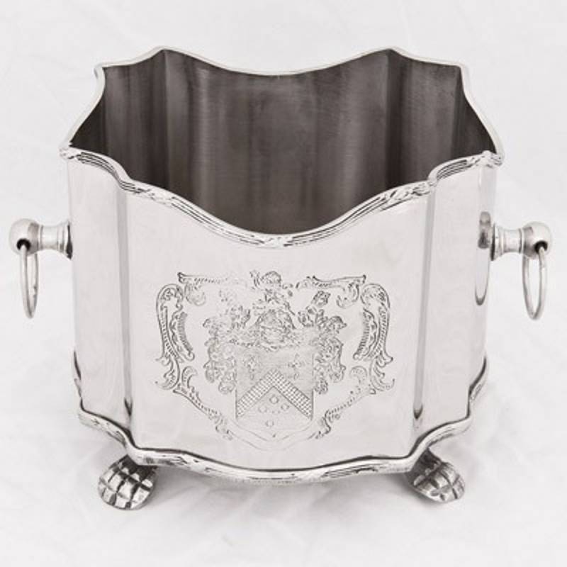 Casa Padrino Luxus Barock Blumenvase Messing vernickelt - Pflanzentopf - Hotel Dekoration - BlumengefÃ¤Ã Blumentopf von Casa Padrino