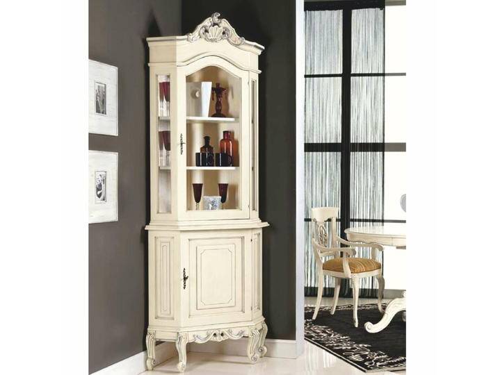 Casa Padrino Luxus Barock Eckvitrine Creme / Silber H. 226 cm - Barock Möbel - Made in Italy von Casa Padrino