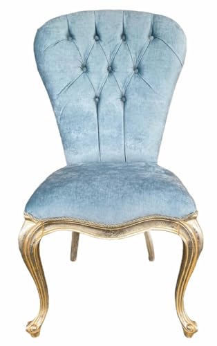 Casa Padrino Luxus Barock Esszimmerstuhl Hellblau/Gold - Handgefertigter Massivholz Stuhl - Barockstil Küchenstuhl - Barock Esszimmer Möbel von Casa Padrino
