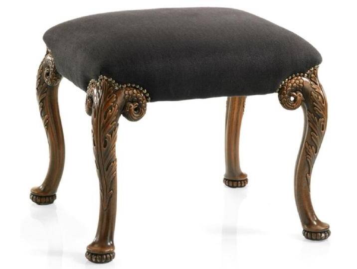 Casa Padrino Luxus Barock Hocker Schwarz / Braun - Handgefertigter Barockstil Sitzhocker - Barock Fußhocker - Barock Möbel - Edel & Prunkvoll - Luxus Qualität - Made in Italy von Casa Padrino