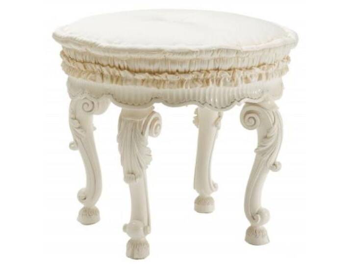 Casa Padrino Luxus Barock Hocker Weiß / Creme - Handgefertigter Barockstil Sitzhocker - Barock Fußhocker - Barock Möbel - Edel & Prunkvoll - Luxus Qualität - Made in Italy von Casa Padrino