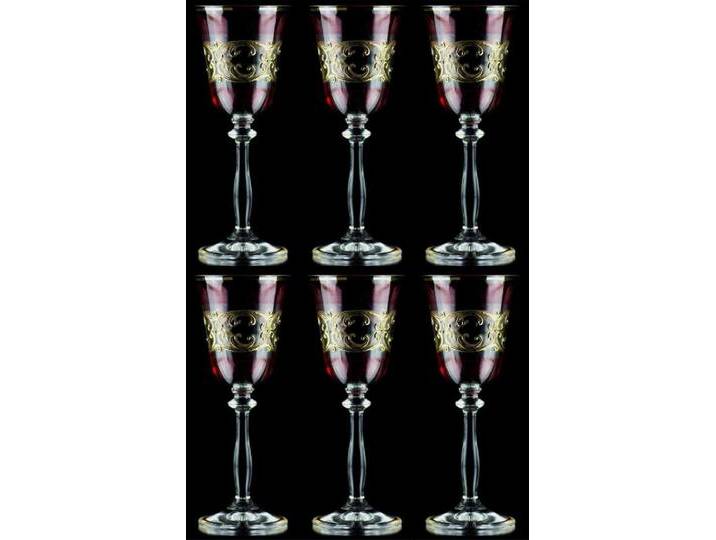 Casa Padrino Luxus Barock Likörglas 6er Set Bordeauxrot / Gold Ø 5,5 x H. 17 cm - Handgefertigte und handbemalte Likörgläser - Hotel & Restaurant Accessoires - Luxus Qualität von Casa Padrino