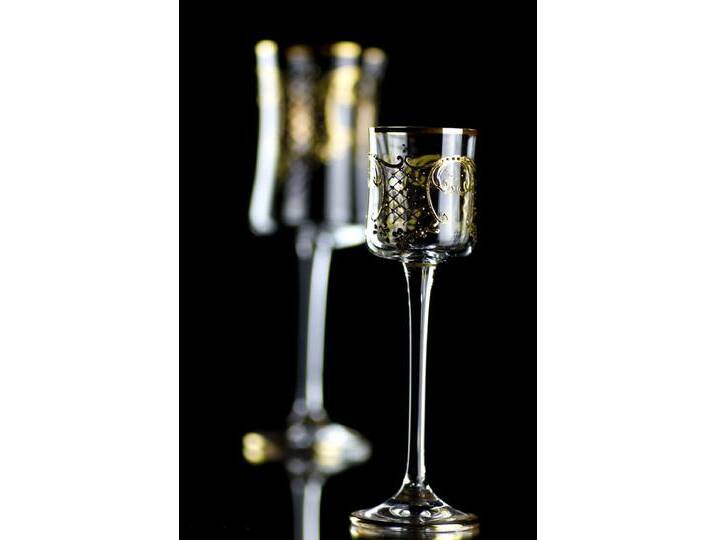 Casa Padrino Luxus Barock Likörglas 6er Set Gold Ø 6 x H. 17,5 cm - Handgefertigte und handbemalte Likörgläser - Hotel & Restaurant Accessoires - Luxus Qualität von Casa Padrino
