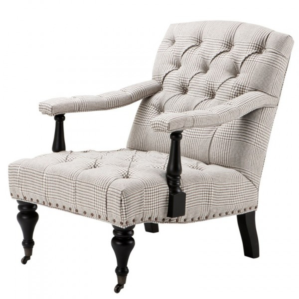 Casa Padrino Luxus Barock Lounge Sessel Creme / Braun Kariert Mod4 - Hotel MÃ¶bel von Casa Padrino