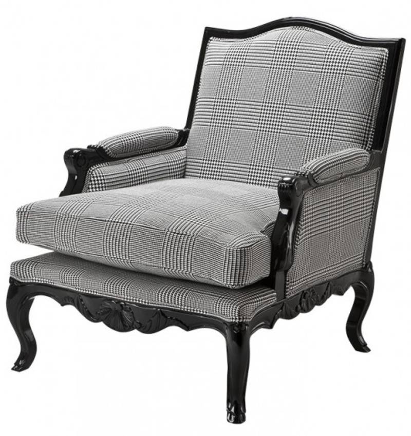 Casa Padrino Luxus Barock Lounge Sessel Schwarz / Grau Kariert Mod2 Casa Padrino Luxus Barock Lounge Sessel Schwarz / Grau Kariert Mod2 von Casa Padrino
