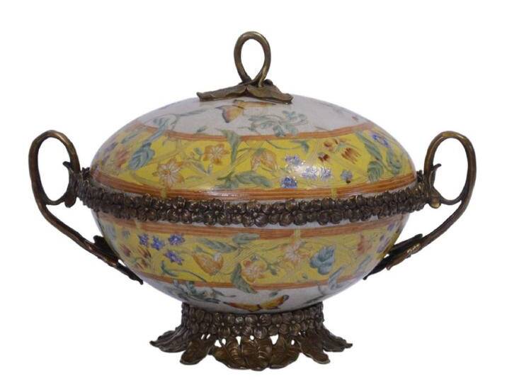 Casa Padrino Luxus Barock Porzellan Schüssel mit Deckel 23,9 x 18,7 x H. 17 cm von Casa Padrino