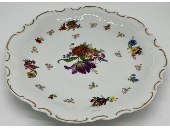 Casa Padrino Luxus Barock Porzellan Teller Weiß / Mehrfarbig / Gold Ø 33 cm - Porzellan Essteller - Luxus Barock Porzellan Accessoires - Reichenbach Porzellan - Luxus Qualität - Made in Germany von Casa Padrino