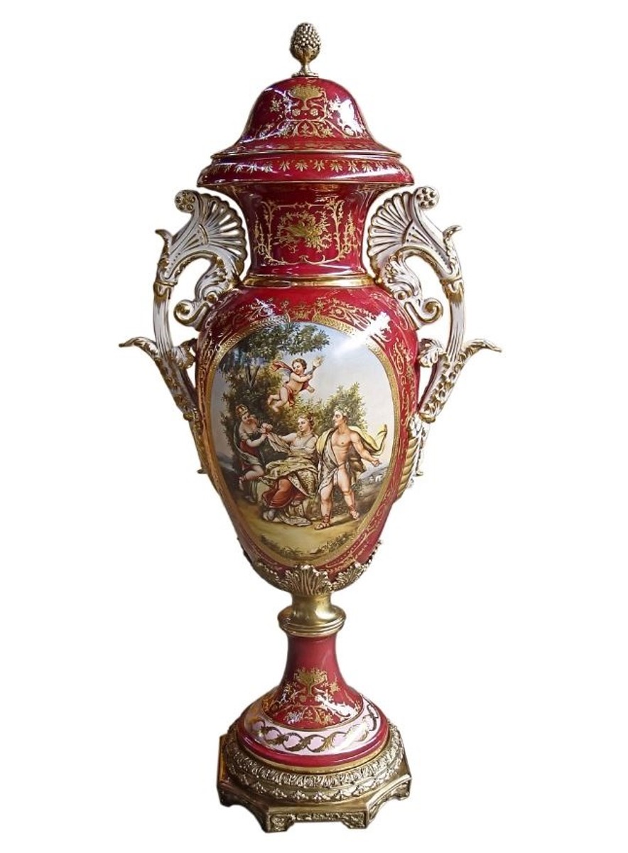 Casa Padrino Luxus Barock Porzellan Vase mit Deckel H. 128 cm - Limited Edition von Casa Padrino