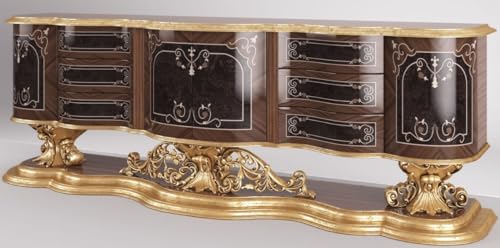 Casa Padrino Luxus Barock Sideboard Braun/Antik Gold 305 x 50 x H. 115 cm - Prunkvoller Wohnzimmer Schrank - Edel & Prunkvoll von Casa Padrino