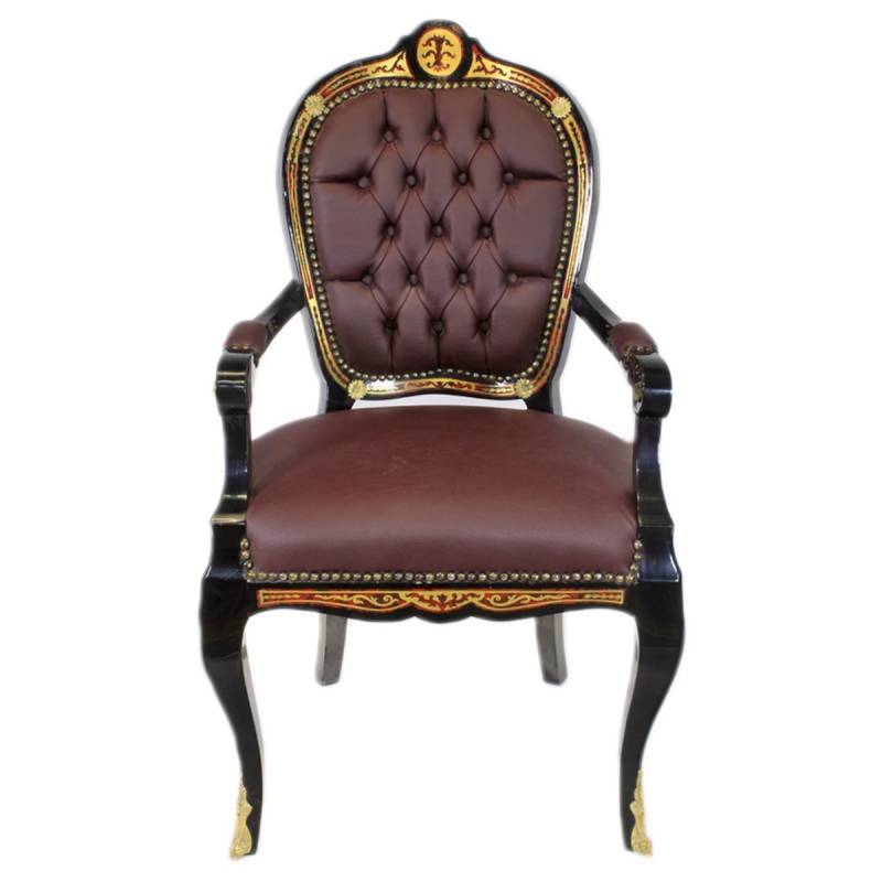 Casa Padrino Luxus Barock Stuhl mit Armlehnen Boulle Collection - Luxus Schreibtisch Stuhl Casa Padrino Luxus Barock Stuhl mit Armlehnen Boulle Collection - Luxus Schreibtisch Stuhl von Casa Padrino