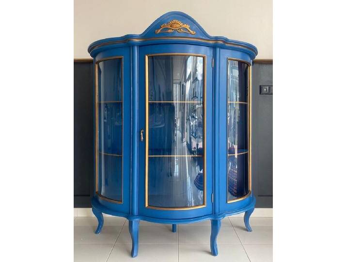 Casa Padrino Luxus Barock Vitrine Blau / Gold - Barockstil Vitrinenschrank mit Glastür - Luxus Esszimmer Möbel im Barockstil - Barock Esszimmer Möbel - Edel & Prunkvoll von Casa Padrino