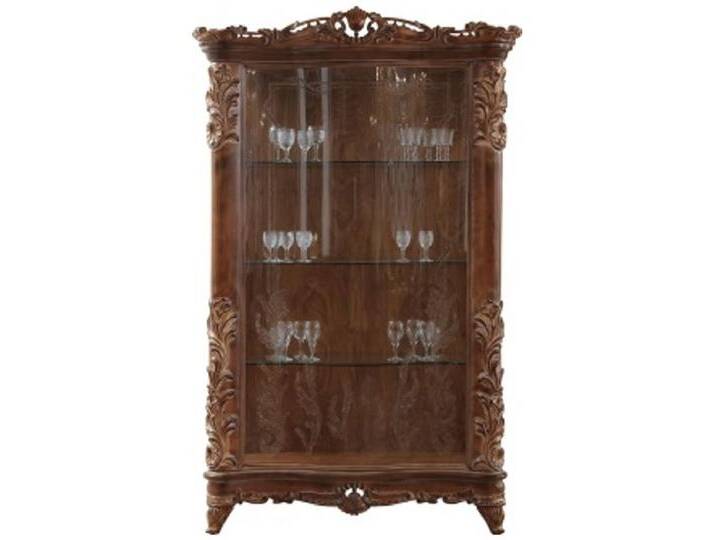 Casa Padrino Luxus Barock Vitrine Braun - Handgefertigter Massivholz Vitrinenschrank mit Glastür - Barock Möbel - Edel & Prunkvoll von Casa Padrino