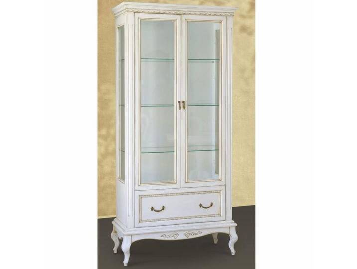 Casa Padrino Luxus Barock Vitrine Weiß / Beige 100 x H. 210 cm - Barock Möbel von Casa Padrino