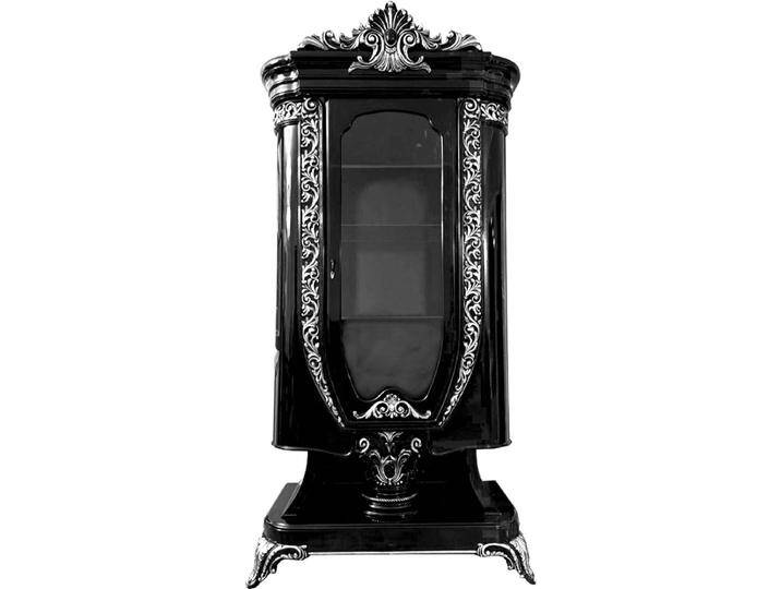 Casa Padrino Luxus Barock Vitrine mit Glastür Schwarz / Silber - Handgefertigte Barock Möbel von Casa Padrino