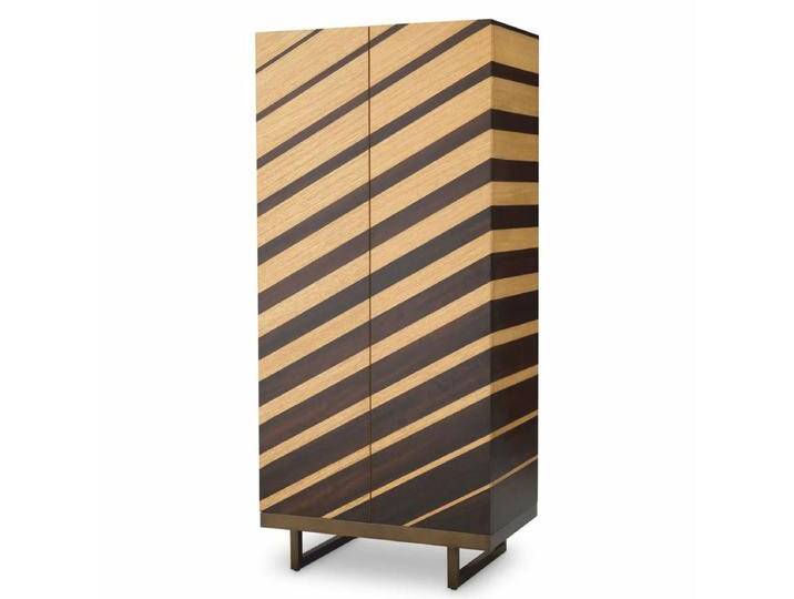 Casa Padrino Luxus Barschrank Naturfarben / Dunkelbraun / Bronze H. 175 cm - Bar Möbel von Casa Padrino