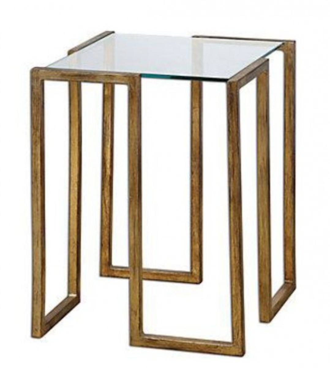 Casa Padrino Luxus Beistelltisch Messing Vincent Gold Finish / Glas 46 x 46 x H 66 cm - Hotel Collection von Casa Padrino