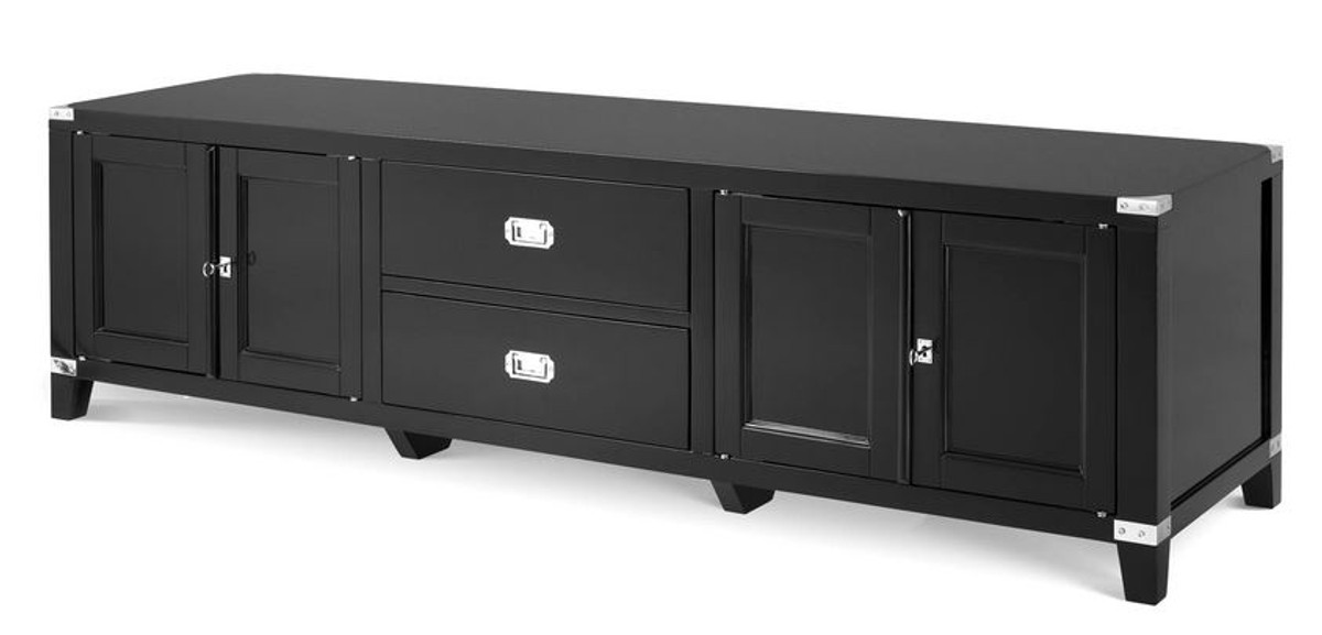 Casa Padrino Luxus Birkenholz Fernsehschrank Schwarz 180 x 50 x H. 50 cm - Luxus TV Schrank Casa Padrino Luxus Birkenholz Fernsehschrank Schwarz 180 x 50 x H. 50 cm - Luxus TV Schrank von Casa Padrino