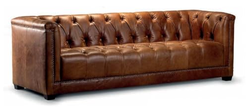 Casa Padrino Luxus Chesterfield Echtleder 3er Sofa Vintage Braun 203 cm von Casa Padrino