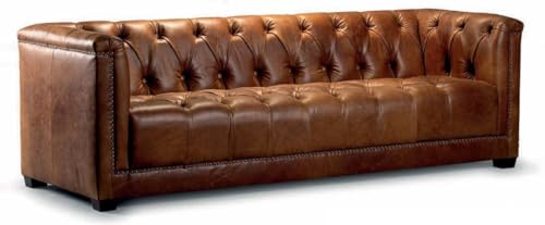 Casa Padrino Luxus Chesterfield Echtleder 4er Sofa Vintage Braun 233 cm von Casa Padrino