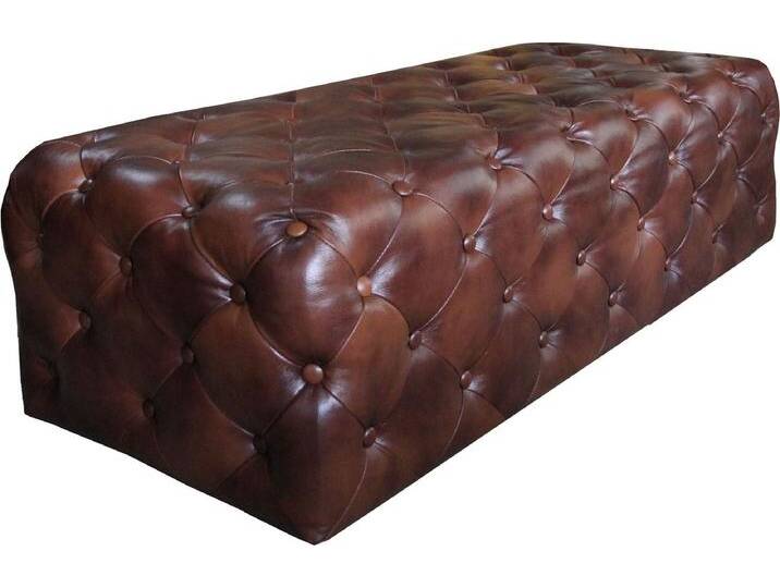 Casa Padrino Luxus Chesterfield Echtleder Fußhocker Dunkelbraun 140 x 60 x H. 42 cm - Luxus Möbel von Casa Padrino