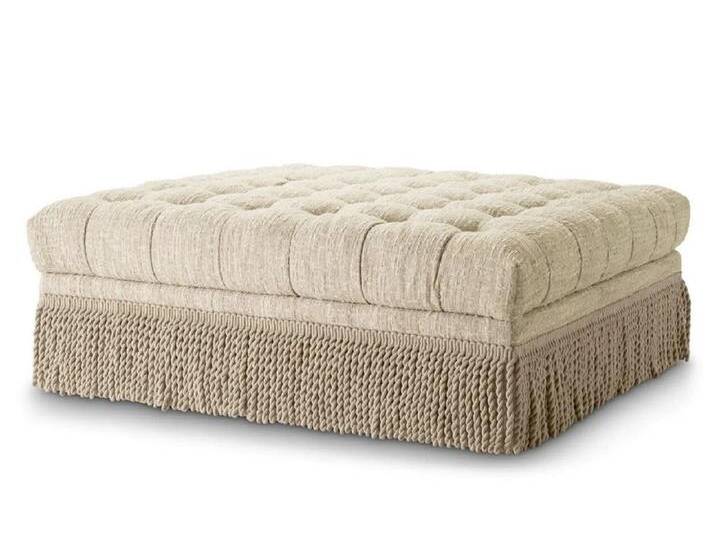 Casa Padrino Luxus Chesterfield Hocker Creme 125 x 125 x H. 47 cm - Quadratischer Fußhocker von Casa Padrino