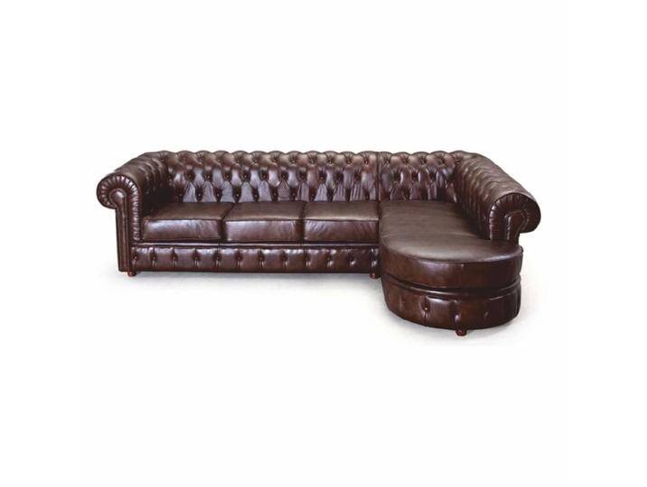 Casa Padrino Luxus Chesterfield Leder Ecksofa Dunkelbraun 293 cm - Chesterfield Möbel von Casa Padrino
