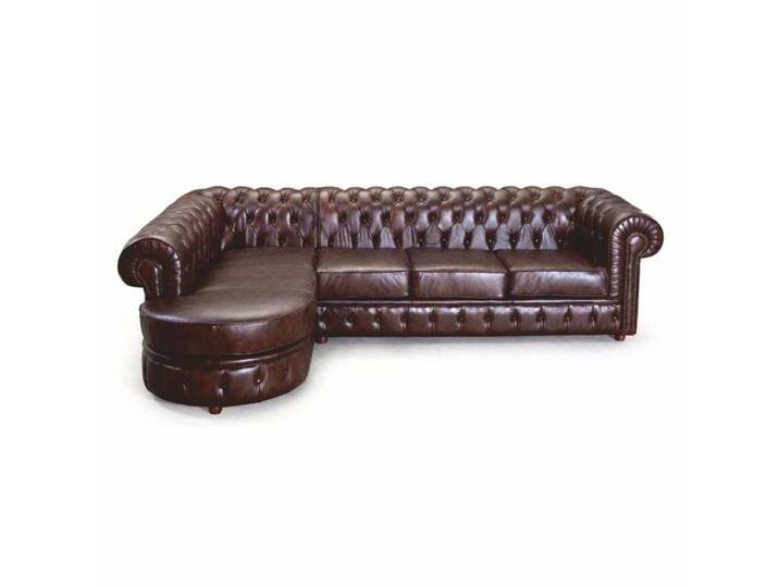 Casa Padrino Luxus Chesterfield Leder Ecksofa Dunkelbraun 293 cm - Echtleder Möbel von Casa Padrino