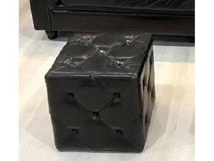 Casa Padrino Luxus Chesterfield Leder Hocker Vintage Schwarz 40 x 40 x H. 45 cm - Echtleder Fußhocker - Echtleder Würfelhocker - Chesterfield Wohnzimmer - Echtleder Möbel - Luxus Möbel von Casa Padrino